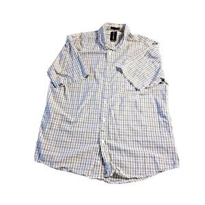 Billabong Shirt Mens Large Button Up White Striped Cotton Spread Collar